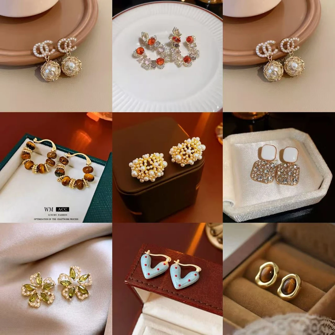 铜合金耳饰 2025秋冬新款耳饰轻奢时尚复古耳坠精致百搭耳环集合