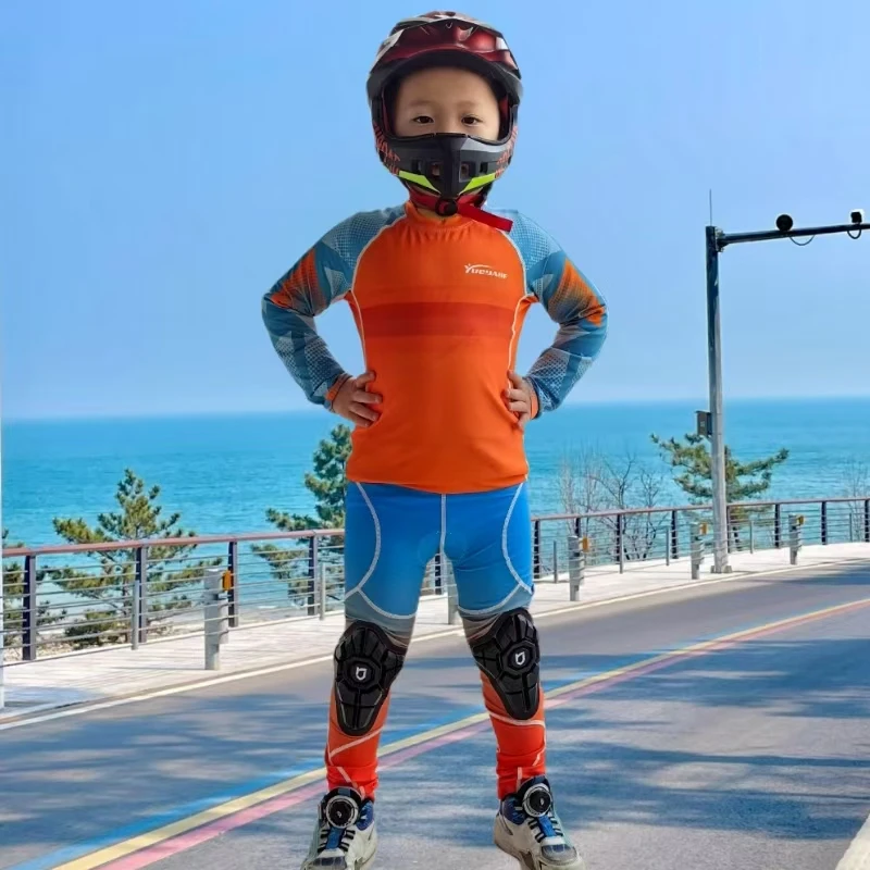 2025新款四季高端儿童骑行服诺威护具裤平衡车自行车高弹骑行长裤