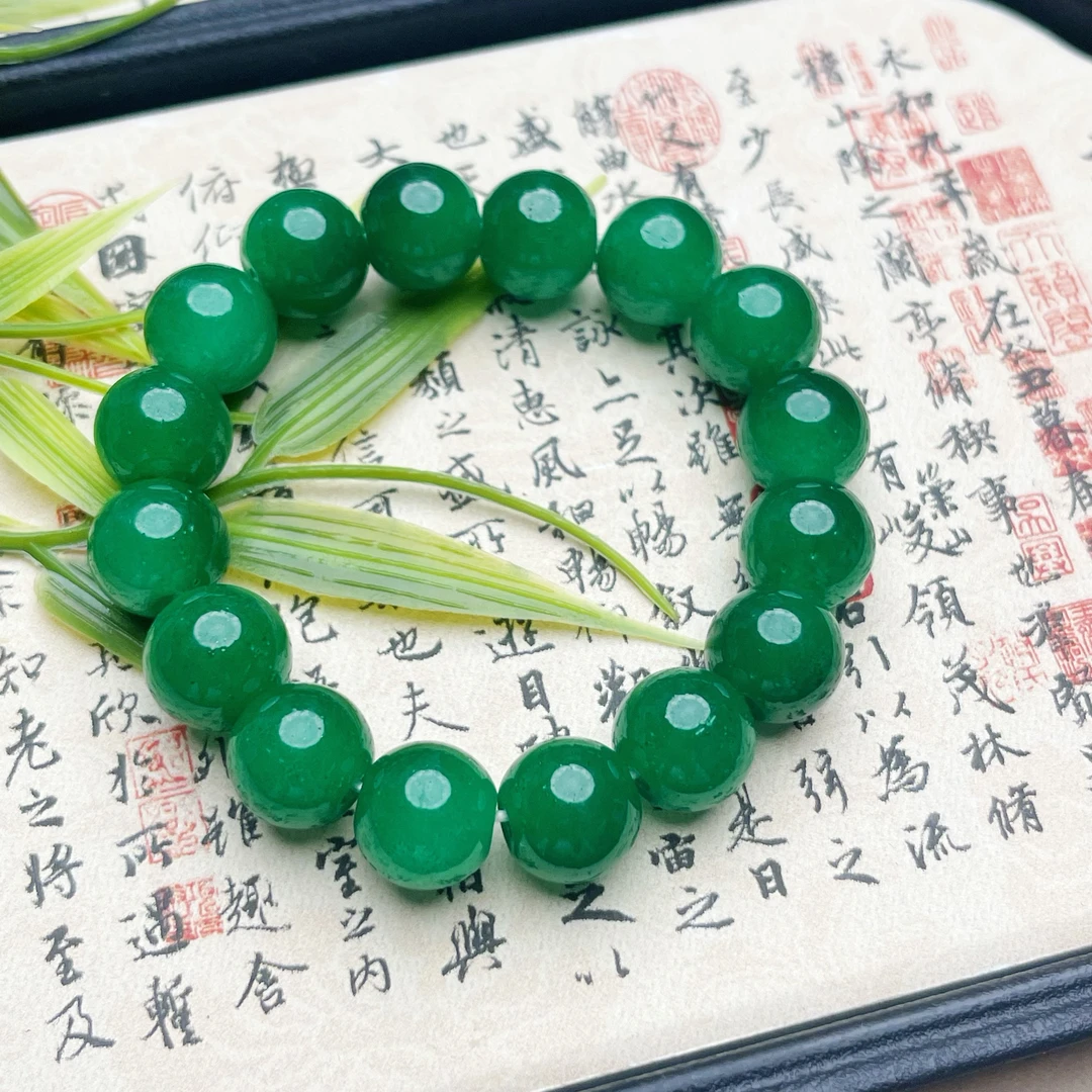 非金属玻璃手链 SC087 碧绿单圈手串（无礼盒）