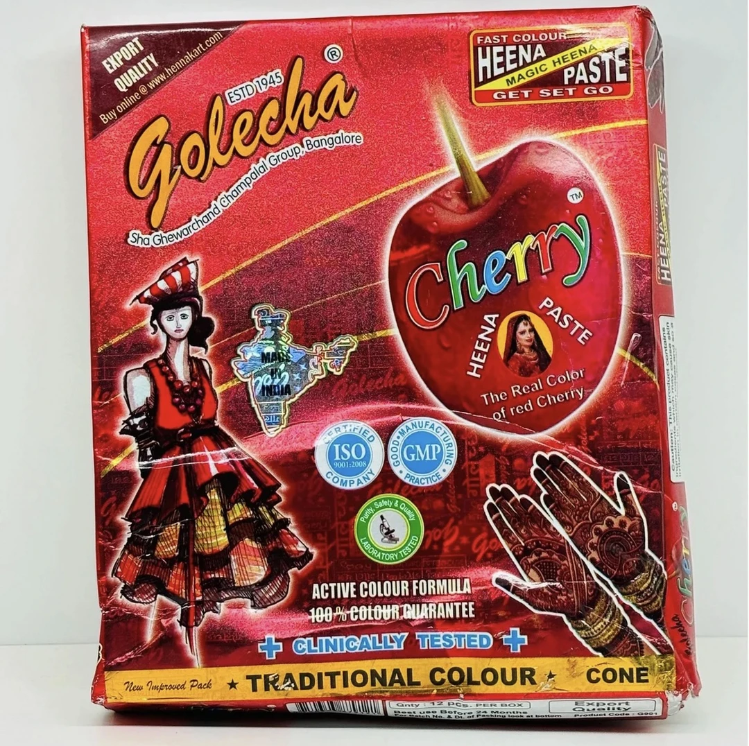 红色henna 新款海娜膏美甲红色指甲染膏方便