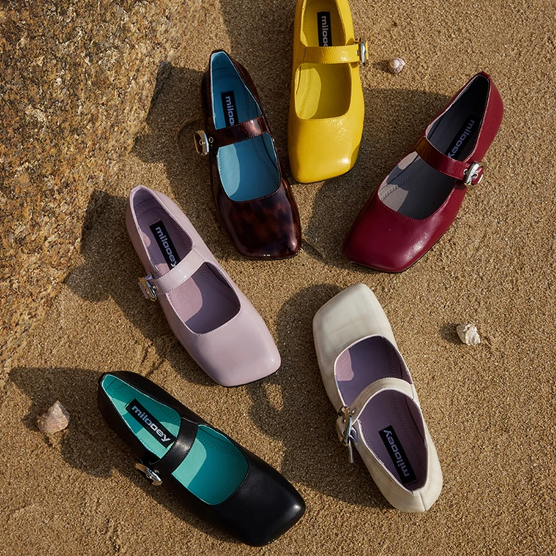 迷失麋鹿【佩恩方糖玛丽珍】复古斜方头牛皮玛丽珍单鞋