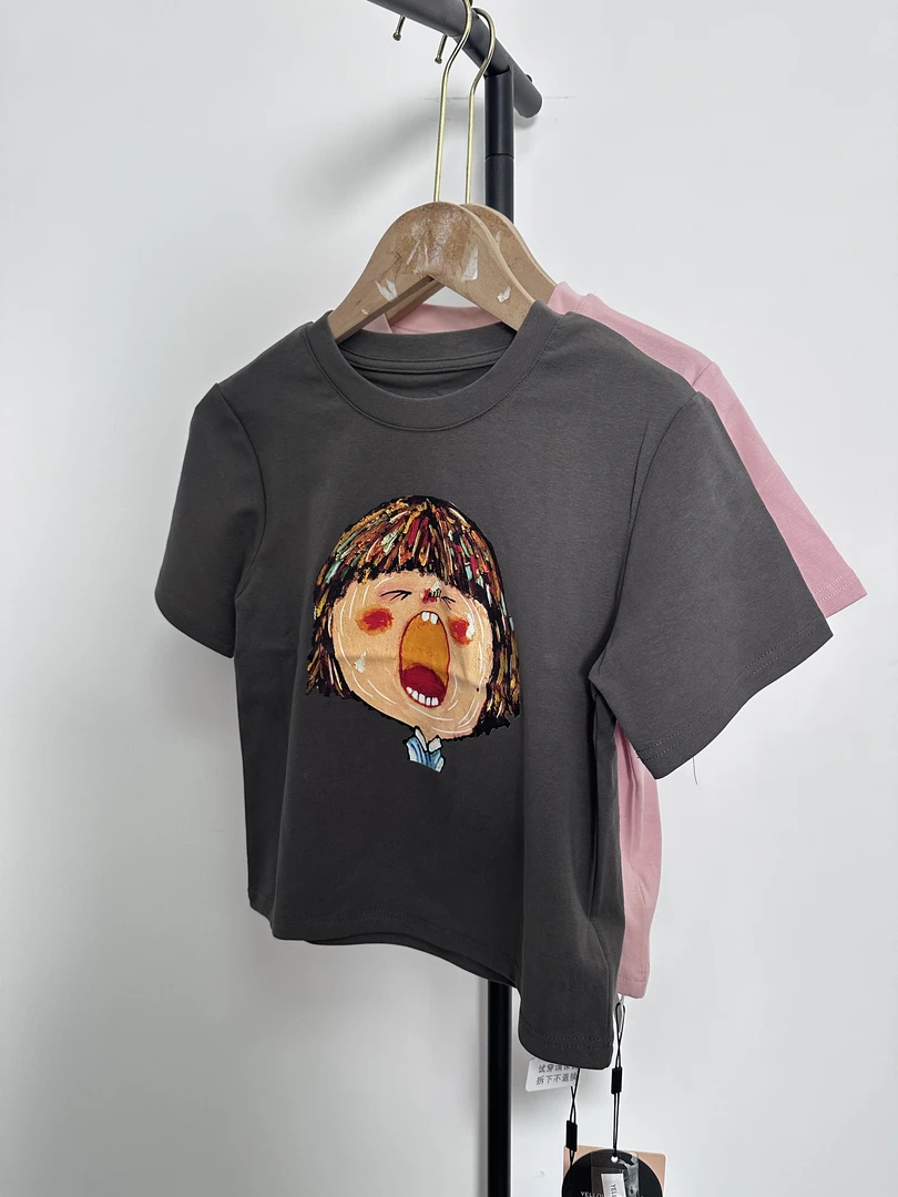 544 YIKE 夏季 印花 短款 T恤