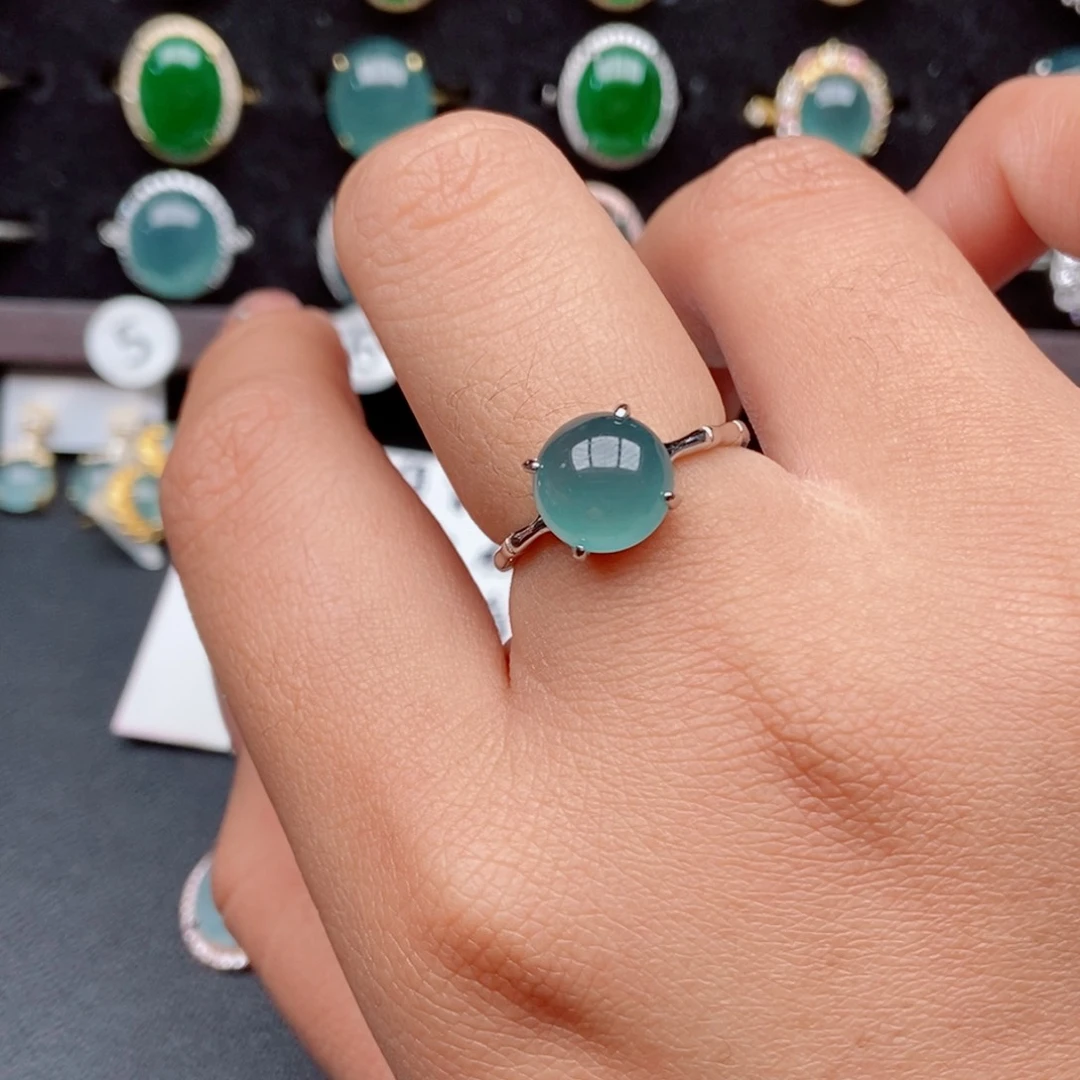 翡翠戒指银S925镶嵌J**e45485