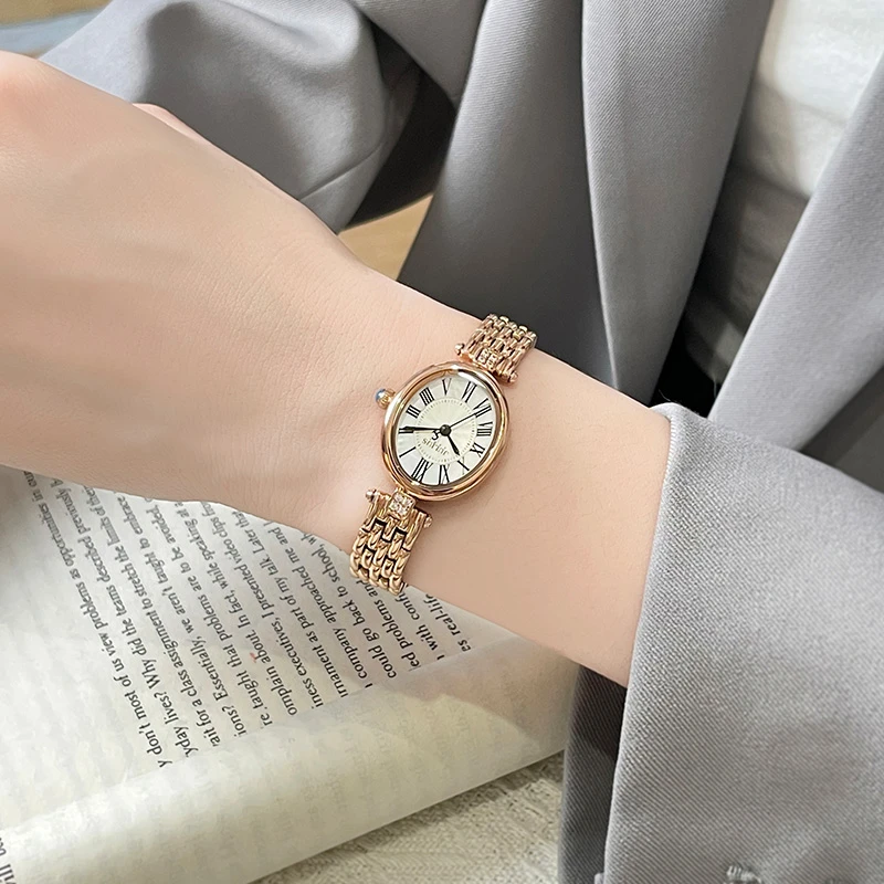 聚利时2025新款手表气质百搭椭圆形个性女款轻奢女士手表石英腕表