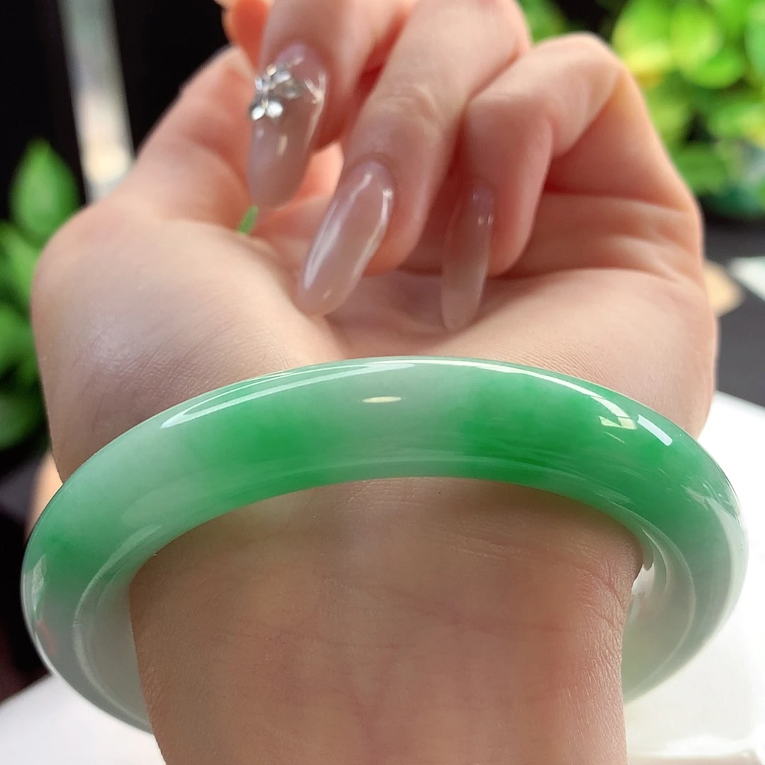 未镶嵌手镯翡翠天然A货翡翠56-57阳春白雪 细细腻12号