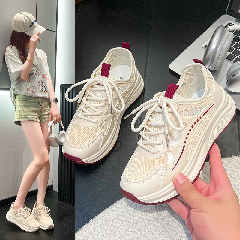 品牌女鞋夏季新款超轻透气软底阿甘鞋网面舒适百搭休闲运动鞋