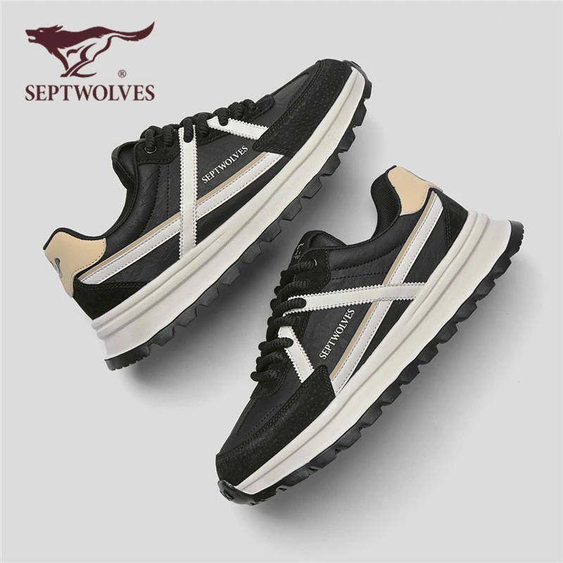 七匹狼男鞋秋季休闲运动鞋时尚百搭厚底老爹鞋男款复古阿甘跑步鞋