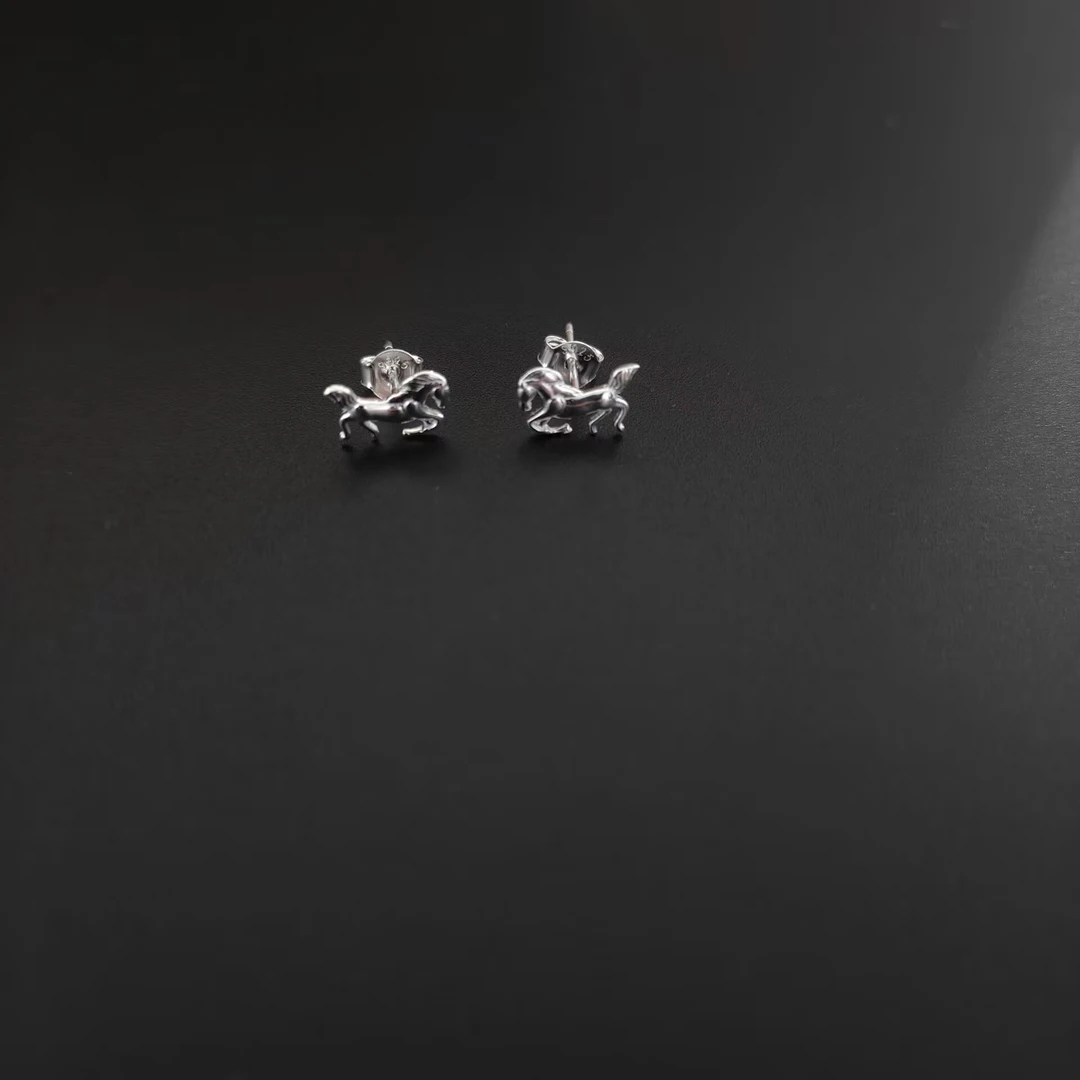 925银耳饰 纯银蒙古马耳钉马年限定款民族风个性气质女士男士礼物