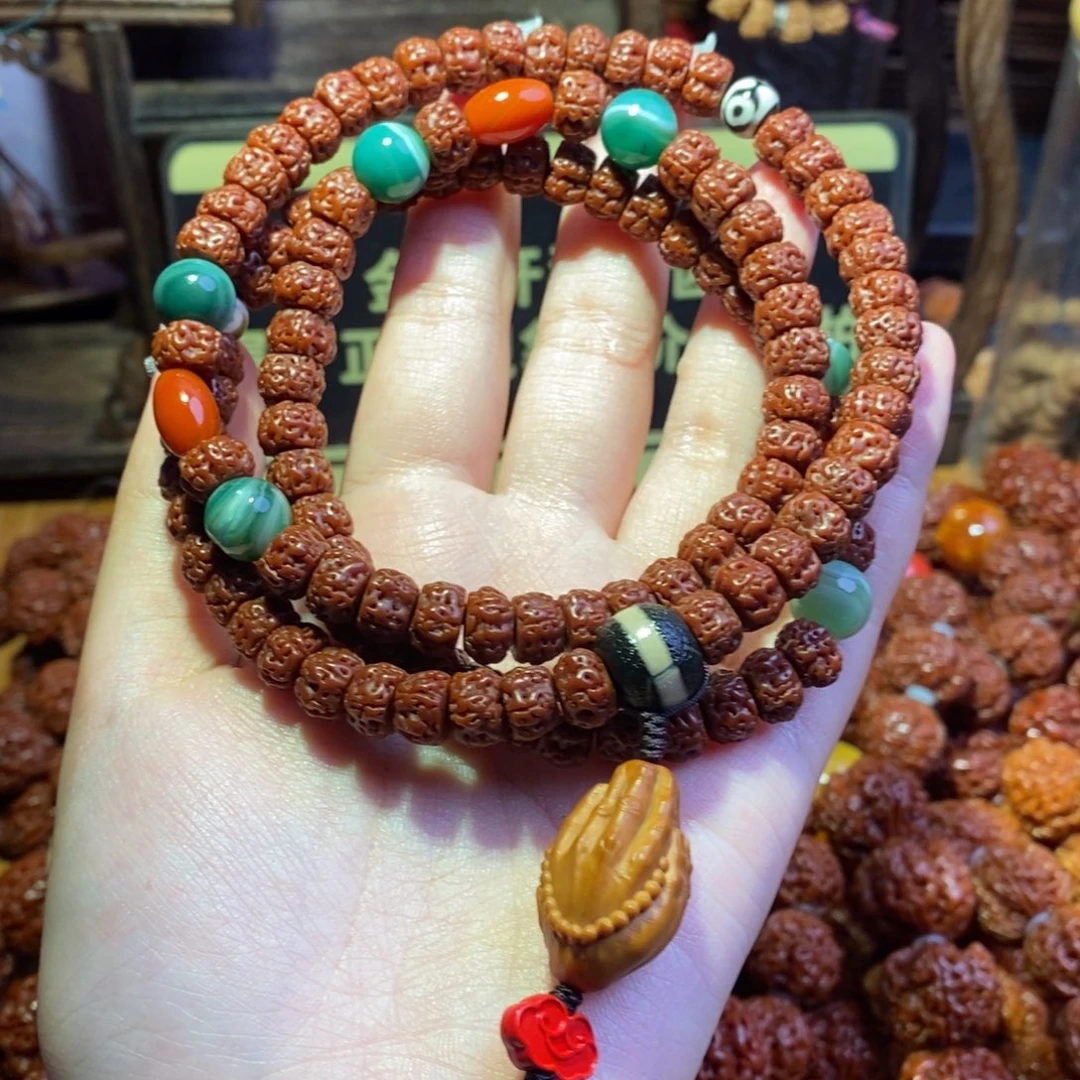 金刚菩提手串9-108树王配饰。龙切