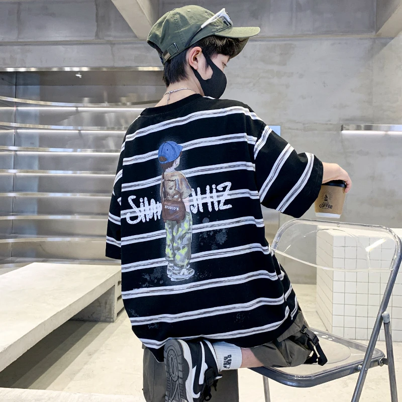 儿童装男童夏装短袖T恤2025新款夏季中大童夏款男孩休闲洋气痞帅t