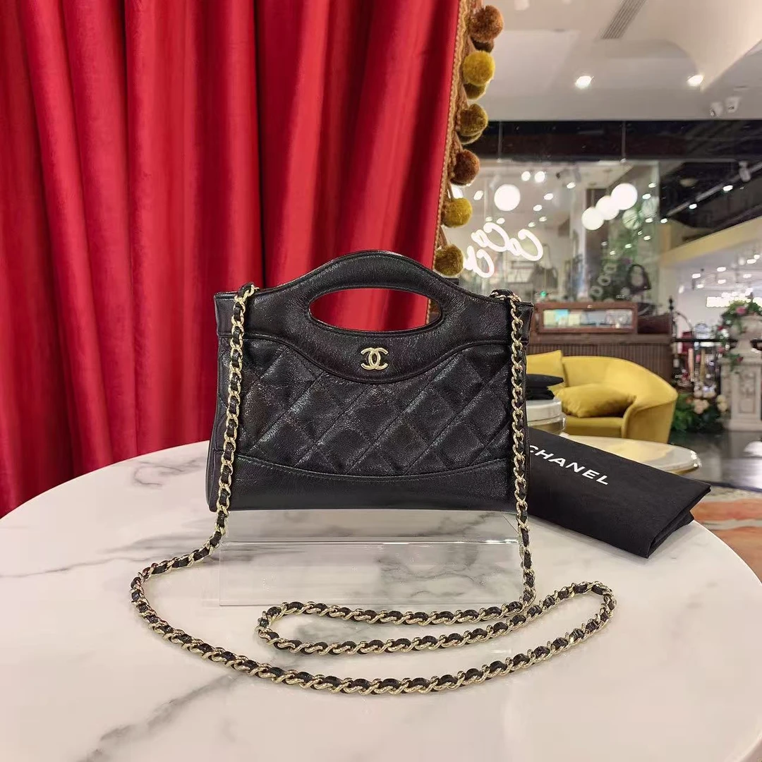 95新 Chanel/香奈儿 GGS香奈儿25p 31bag nano黑金光泽92231931