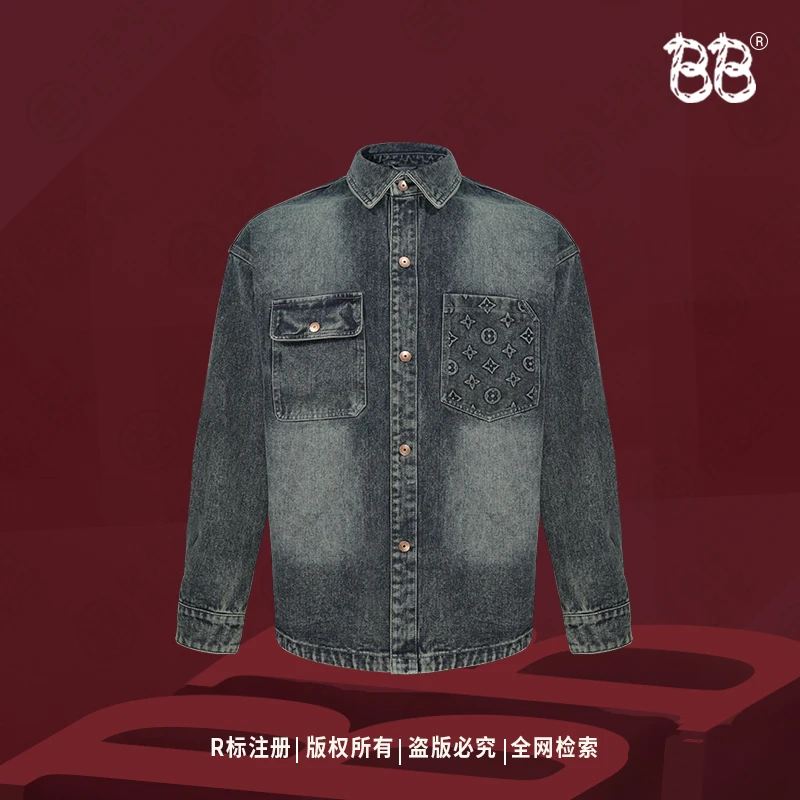 BB【第五代 四叶草】阿苏特边石磨酵洗牛仔休闲翻领外套