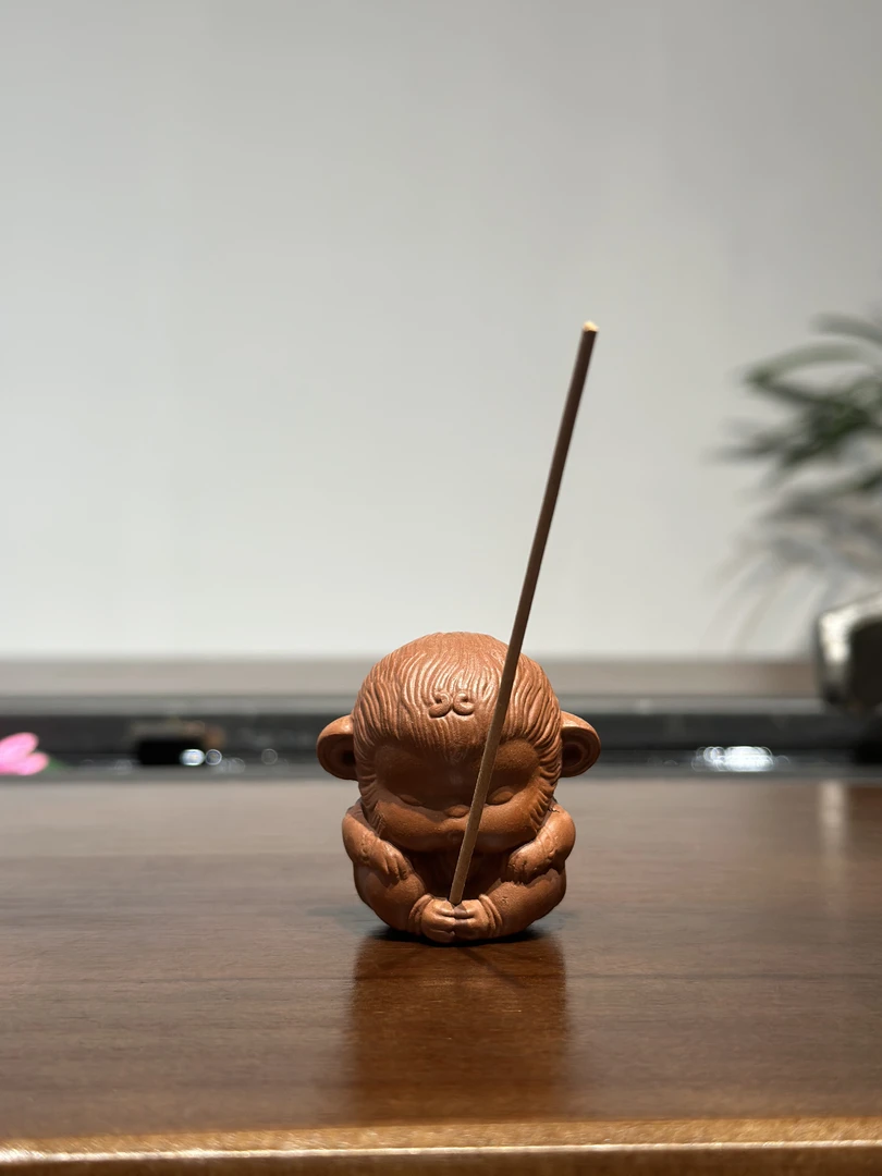 当代 悟空可插线香茶宠摆件雕塑孙悟空创意茶道把玩大圣茶玩实心
