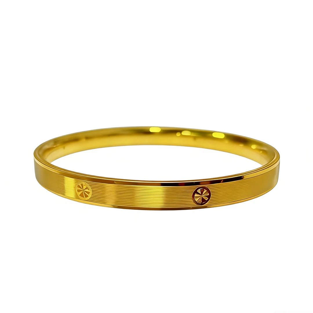 合金手镯 铜合金 合金 拉丝钻纹实心百搭时尚轻奢气质经典镯子