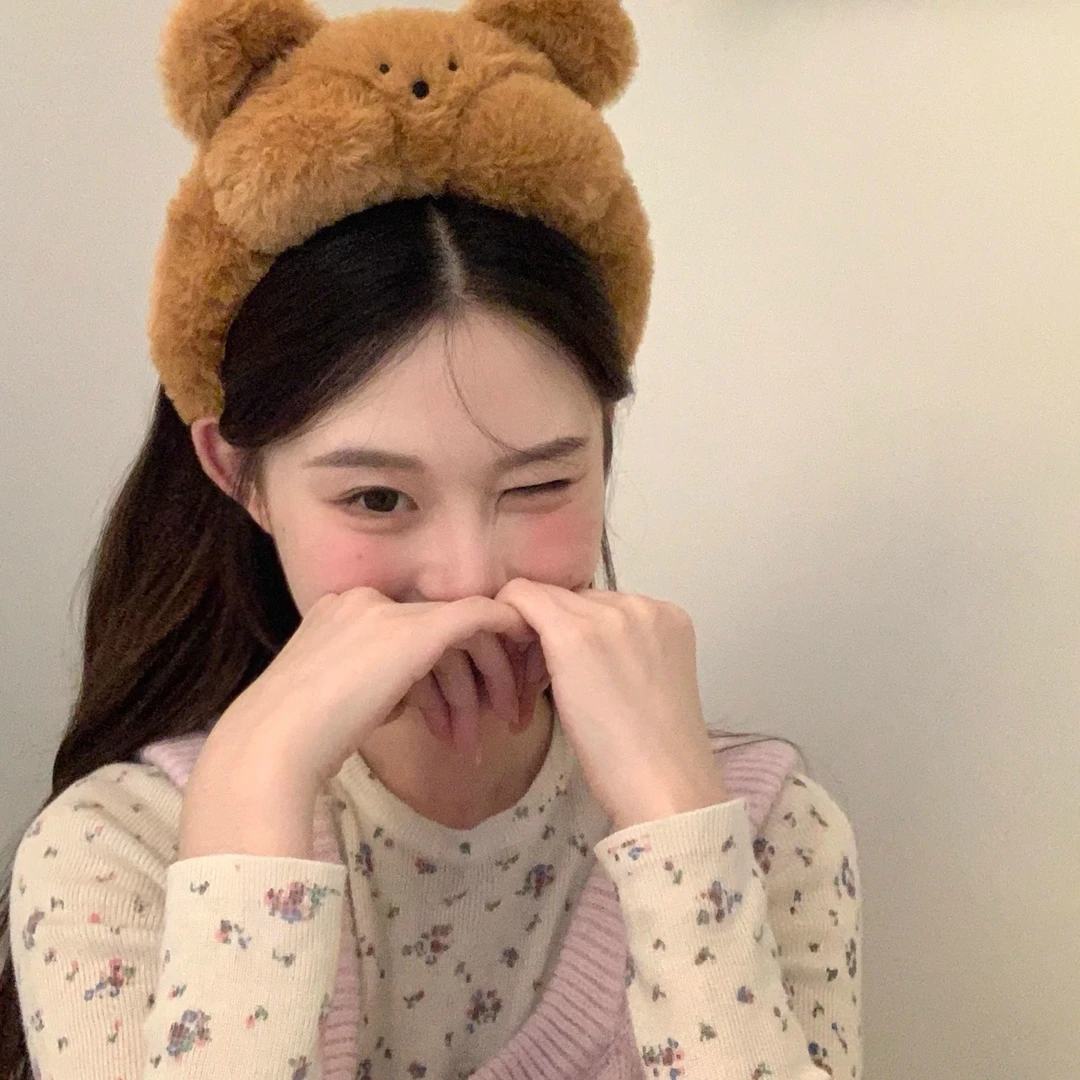 SHOOT害羞小熊 可爱毛绒小熊兔子发箍搞怪卡通头箍洗脸化妆束发饰