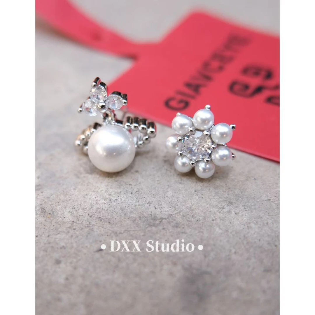 铜合金锆石耳饰 小众设计AB款ins风耳饰45876