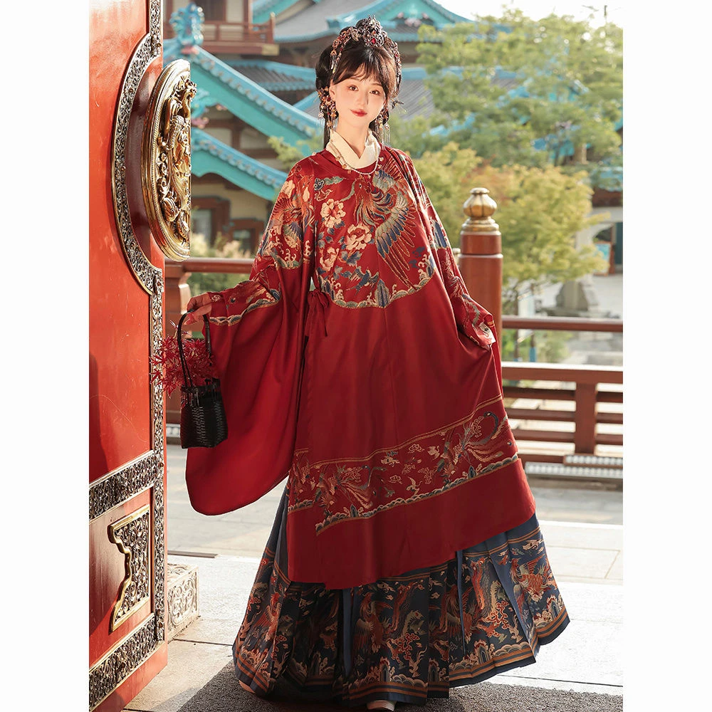 星灵古韵原创【凤隐】汉服女明制正品长衫圆领袍马面裙重工印花日常