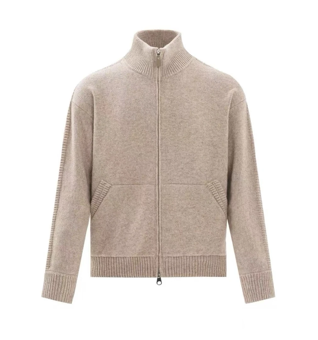 2025秋冬新款老钱风山羊绒羊毛混纺针织立/领开衫