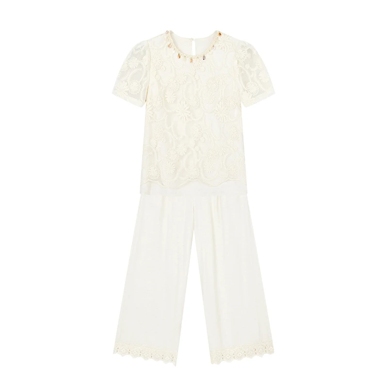 【达人专属】立体蕾丝拼接套装W6859