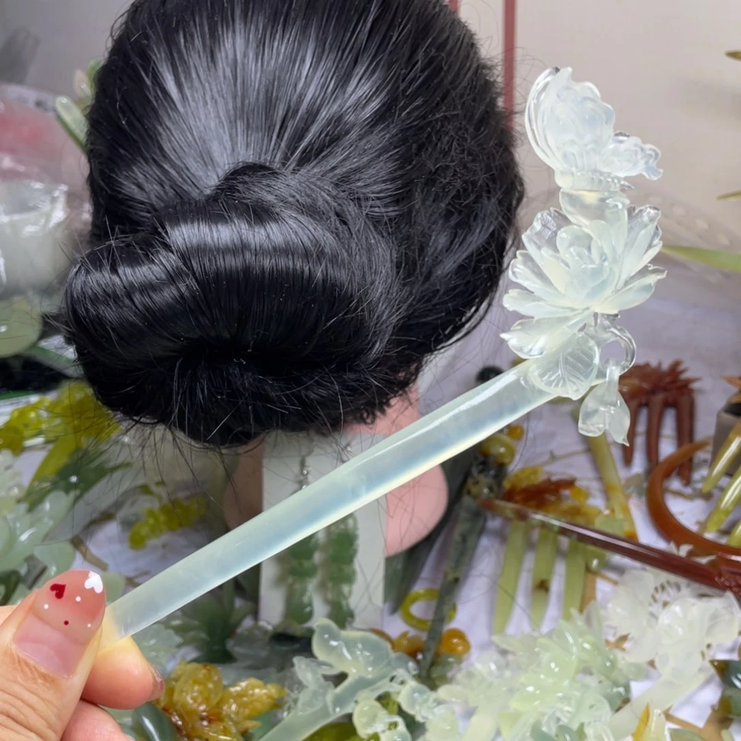 未镶嵌蛇纹石玉发饰爱****然
