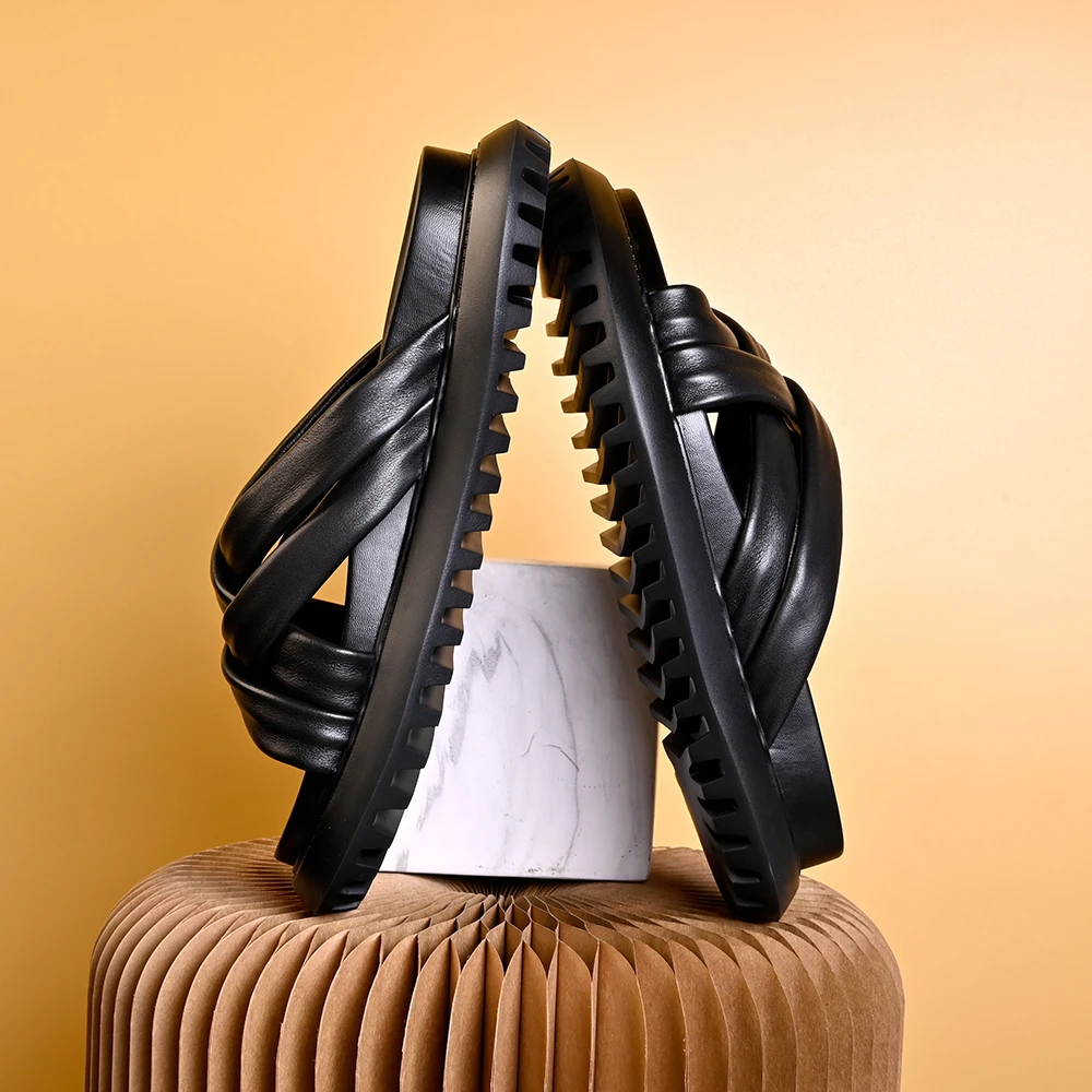 S7全牛皮男夏季潮流透气凉拖个性简约防滑外穿沙滩一字拖真皮拖鞋