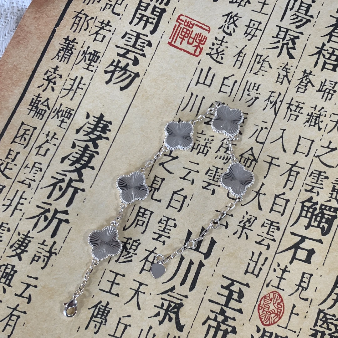 足银手链 镭射四叶草手链 水贝严选