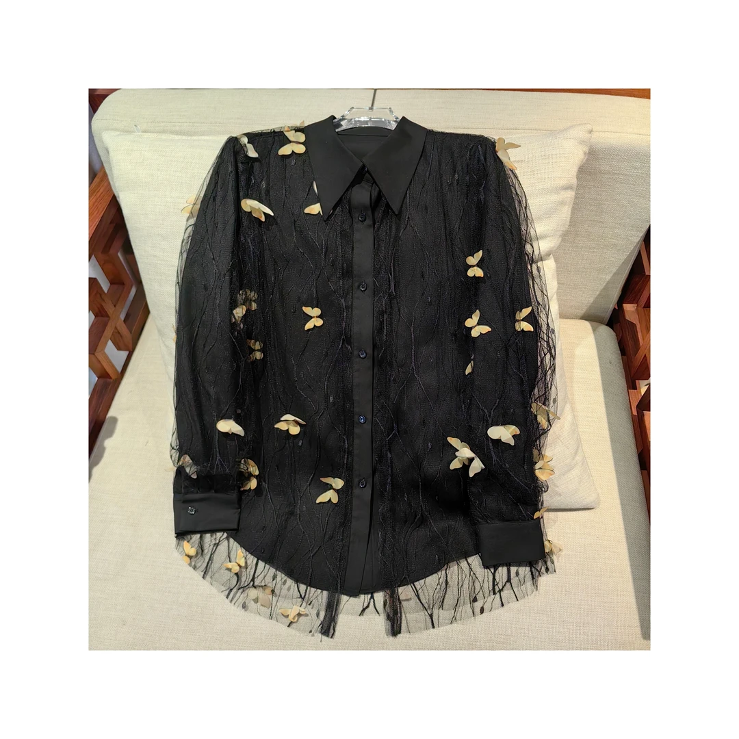 25461821【蝴蝶飞飞】立体手工蝴蝶显瘦衬衣