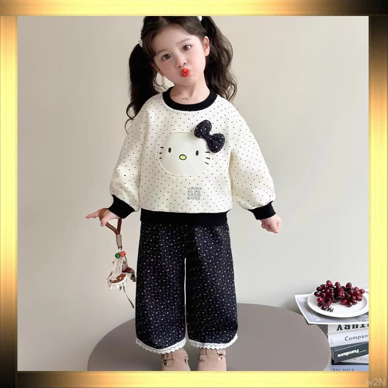 女童套装洋气波点儿童休闲卫衣两件套小女孩宝宝秋装2025新款爆款