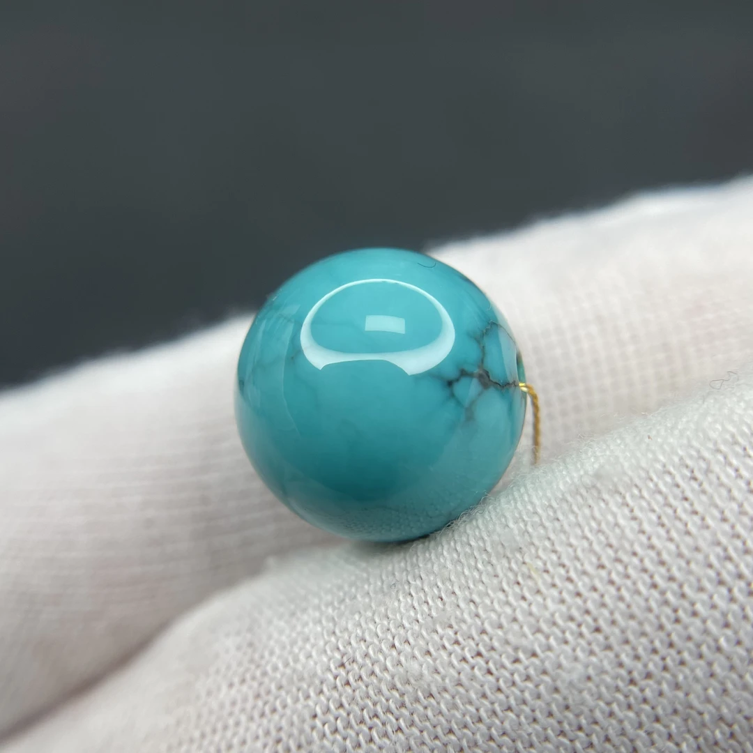 原矿绿松石精品水草纹大圆珠直径14.5mm，手串108顶珠男女锁骨珠