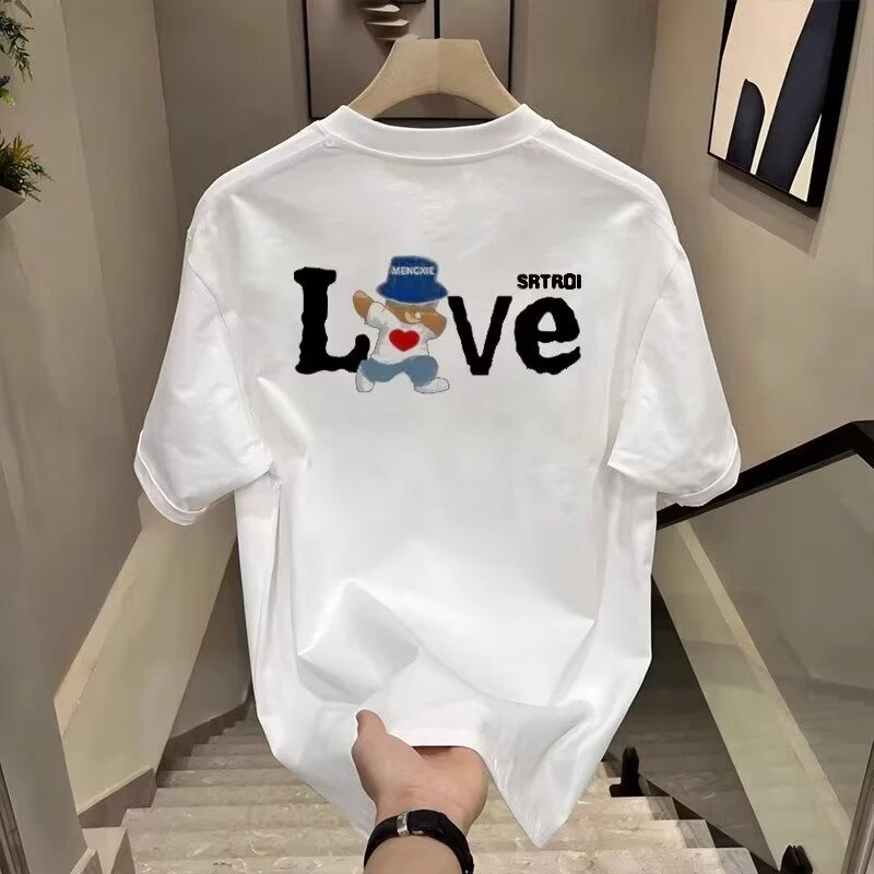 夏季时尚情侣体恤创意潮流痞帅潮牌宽松半袖男高街卡通舒适体恤衫