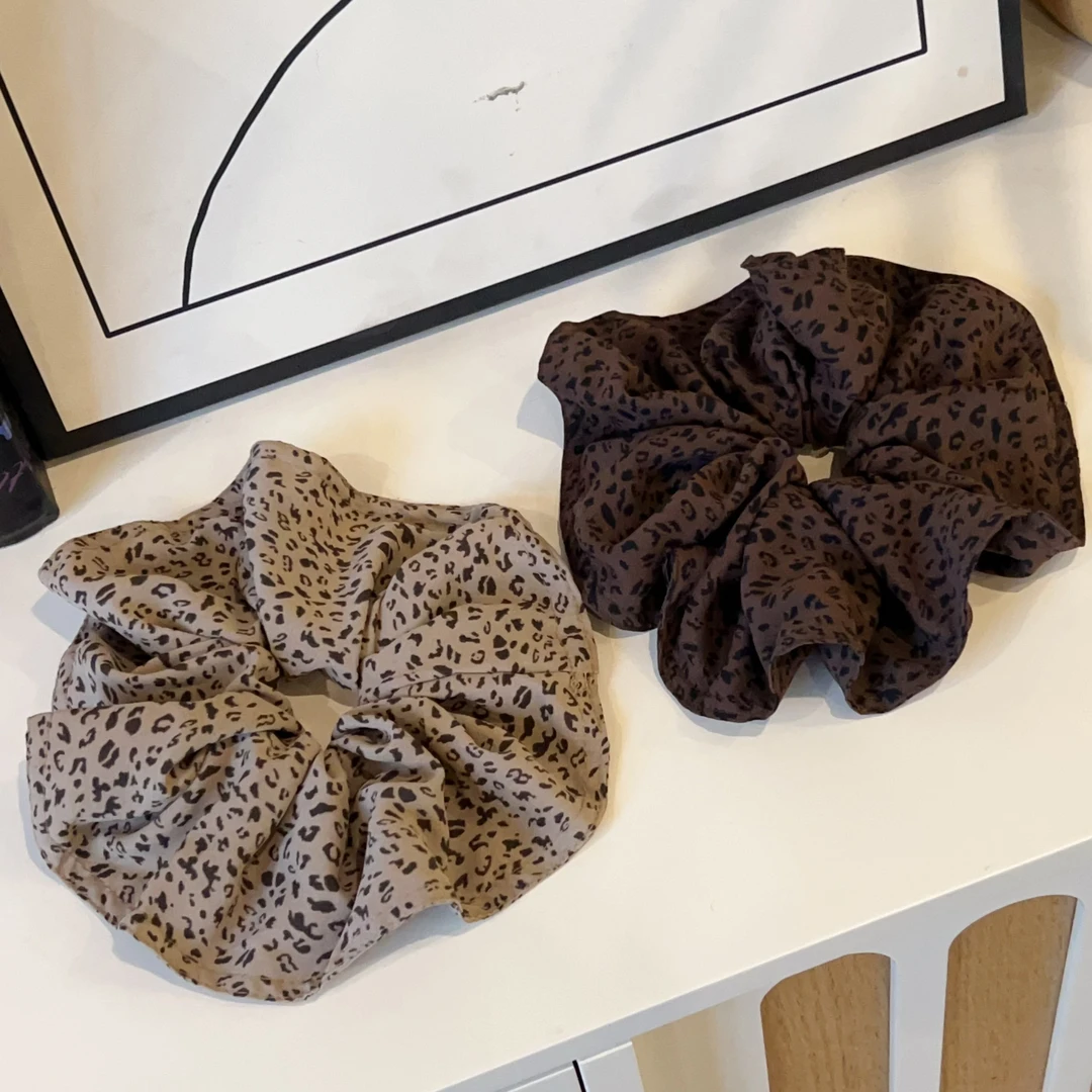 木子秋高级感复古豹纹拼色大肠发圈精致优雅气质时尚简约百搭发饰