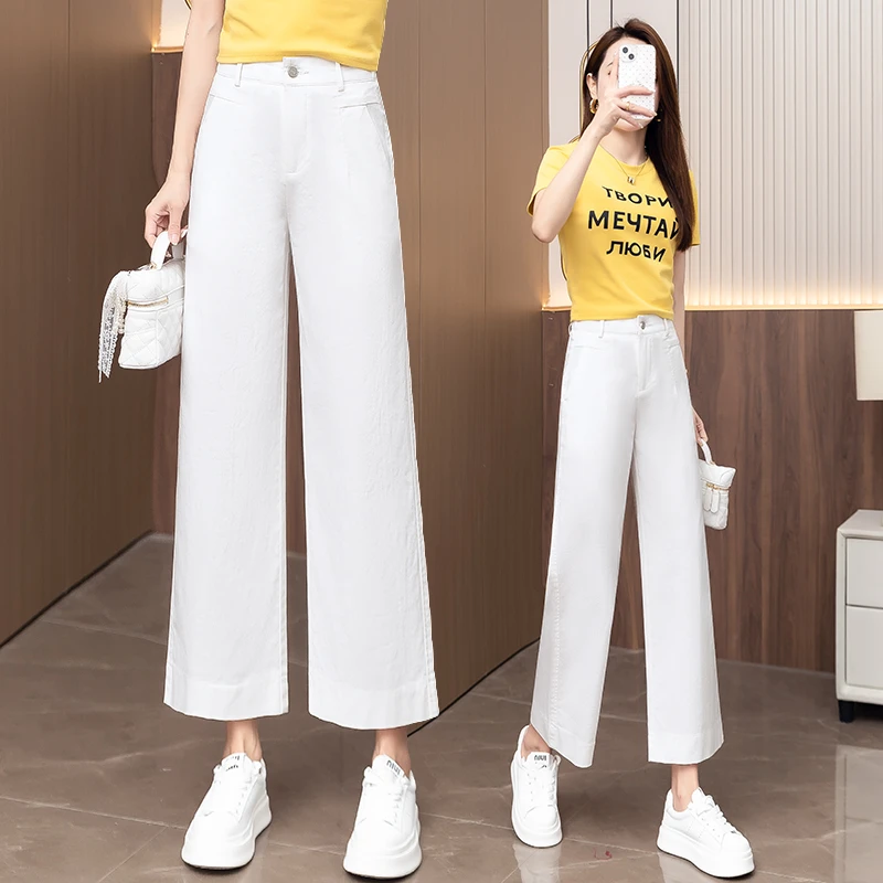 小个子时尚百搭九分直筒牛仔裤女2025夏季新款高腰显瘦窄版阔腿裤