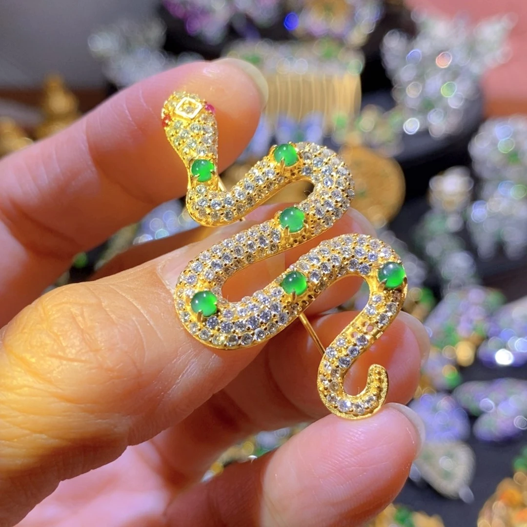 吊坠(不含链)银S925镶嵌翡翠