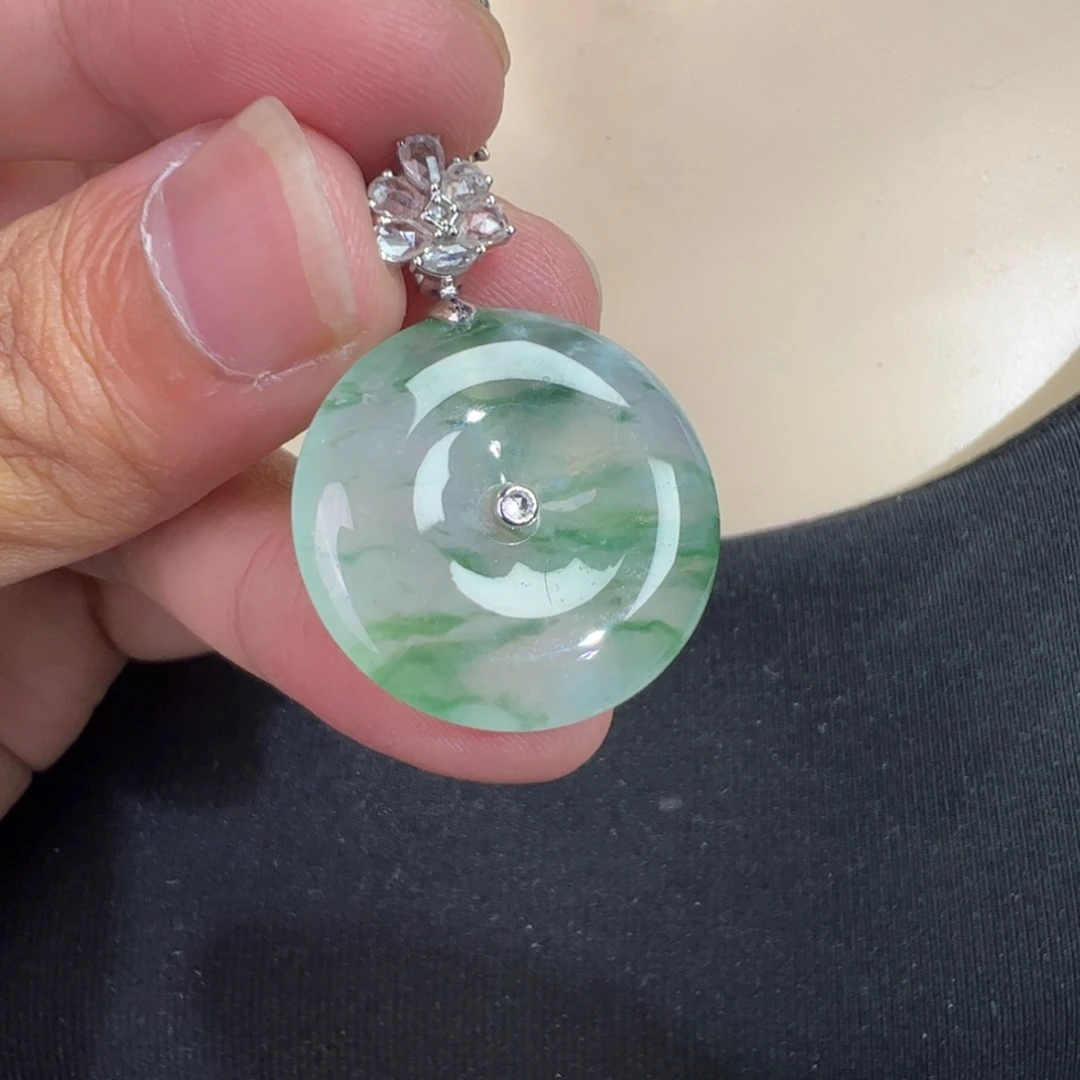翡翠18K金镶嵌吊坠(不含链)