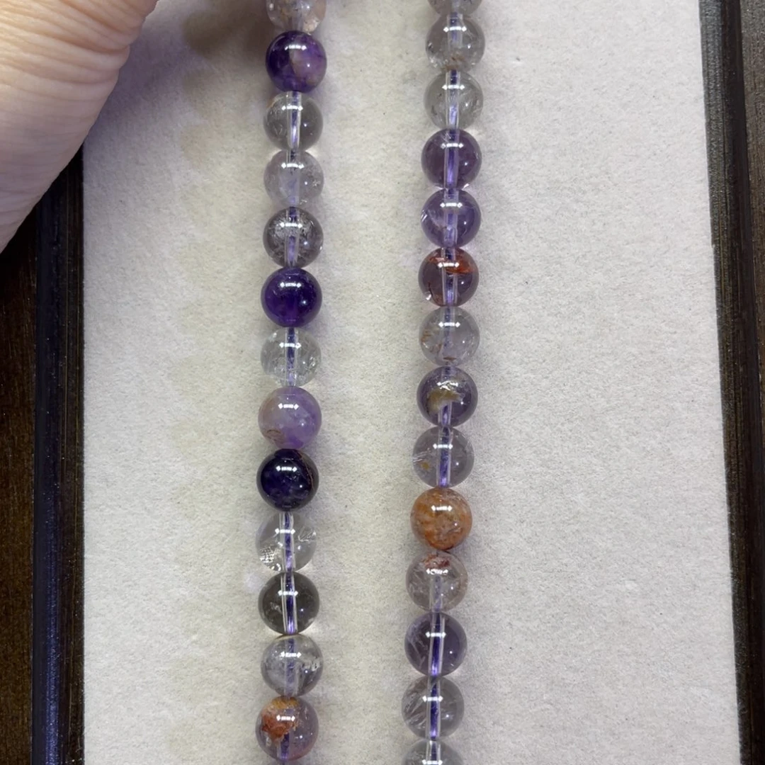 未镶嵌项链水晶天然紫钛幽灵卡8.5长条38厘米