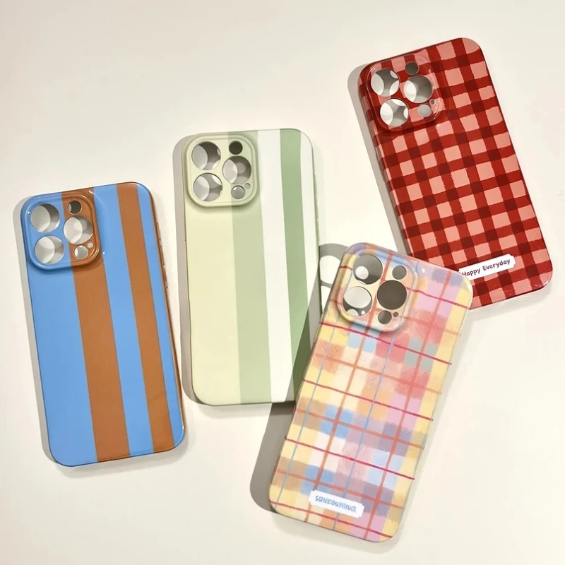 奥菲顿艺术彩色方格适用iphone16菲林15手机壳华为vivo小米oppo硬