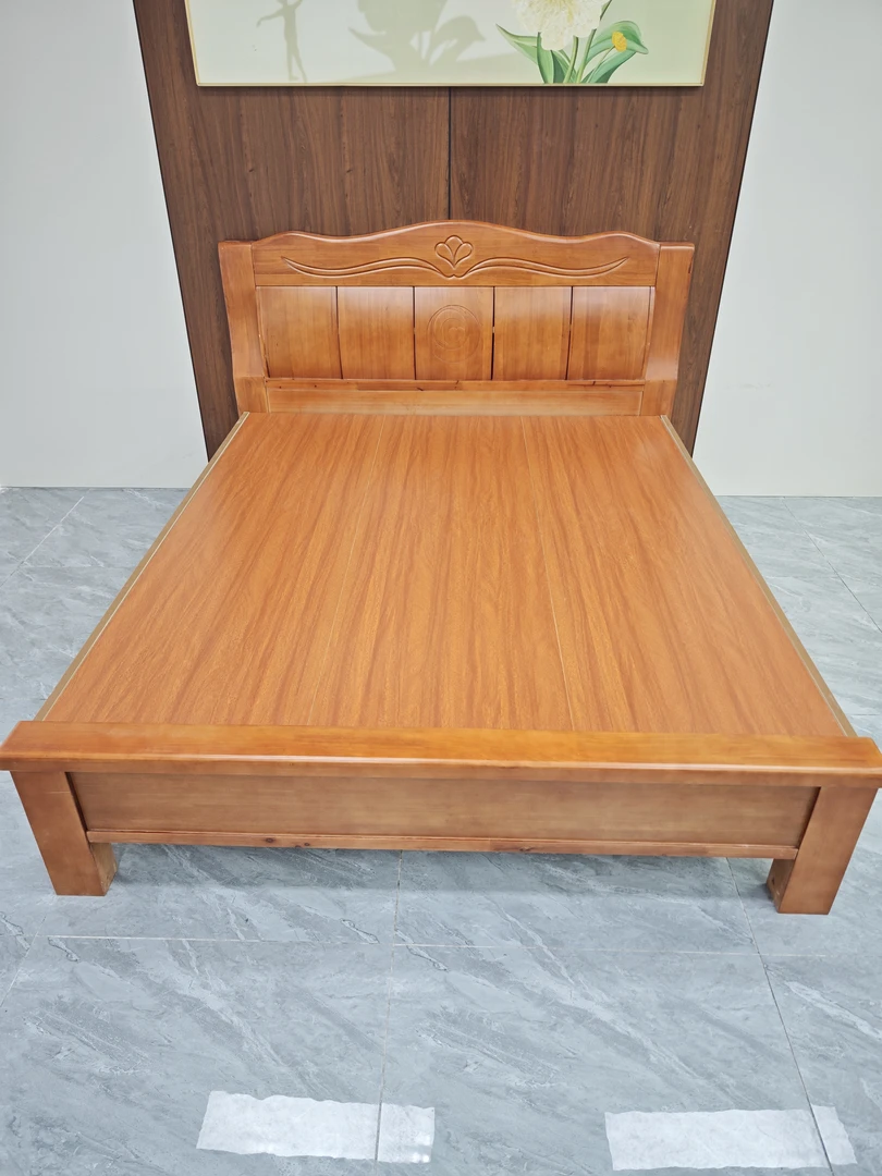 新中式橡木床婚床加宽加厚1.8m主卧室家用双人床现代简约1.5m大床