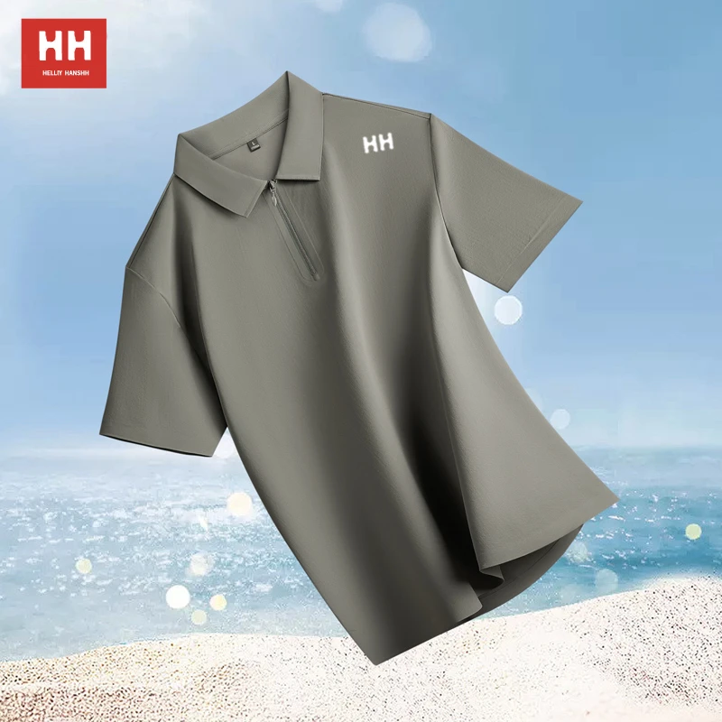 官方正品HH速干T恤男士短袖夏季薄款户外休闲运动透气翻领时尚