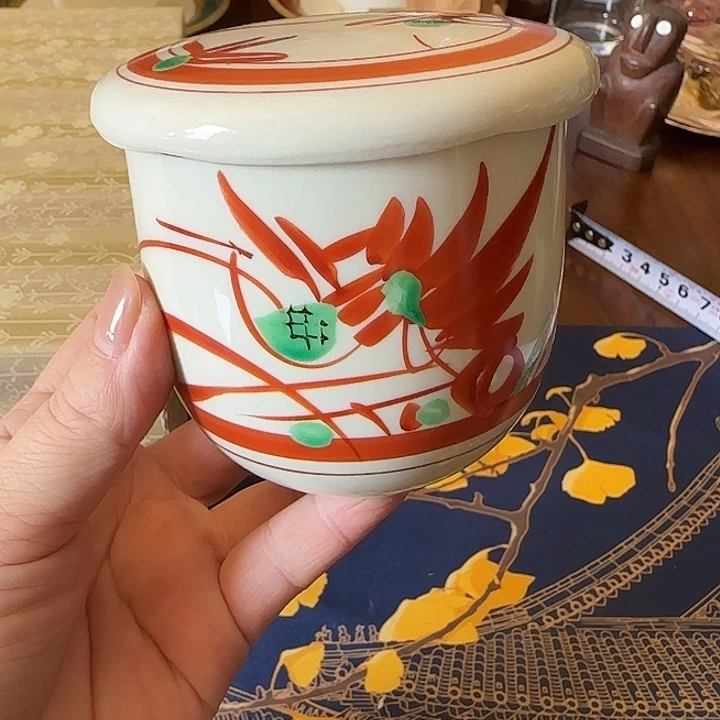 瓷0921橘吉赤绘盖杯