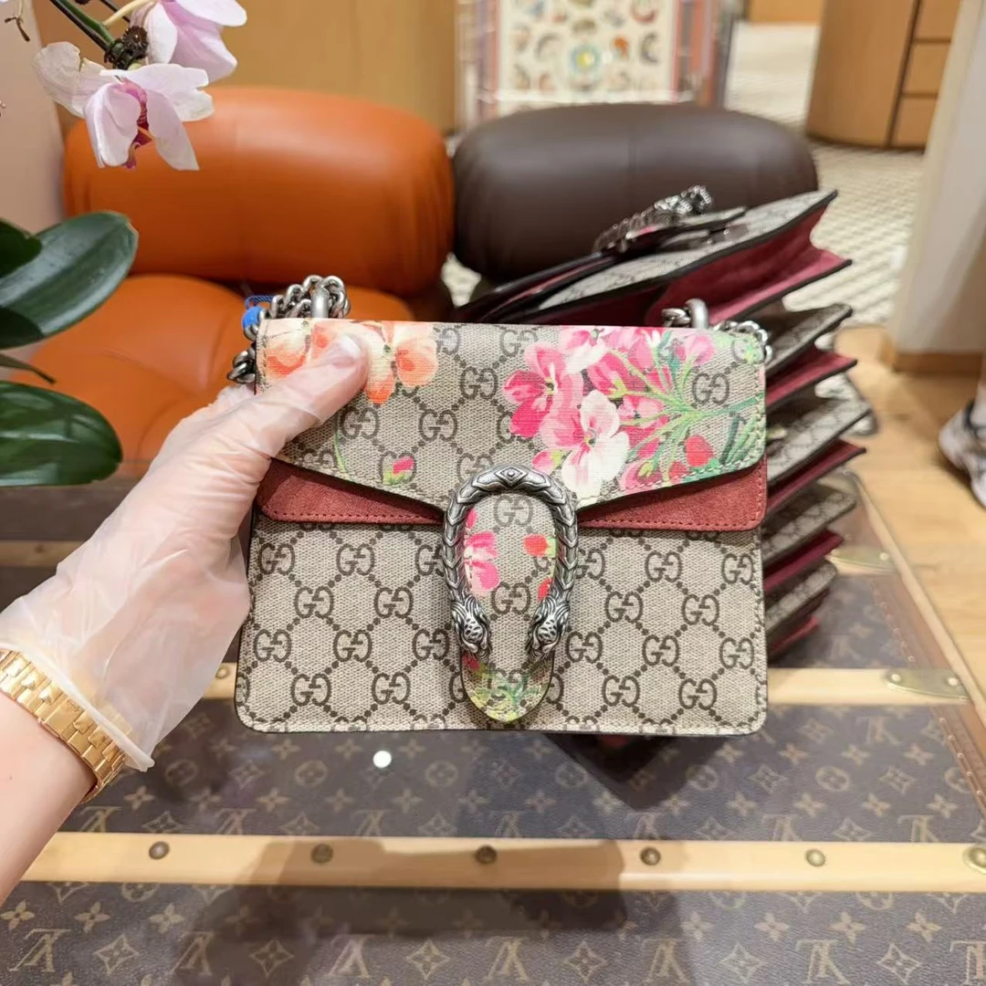 99新 GUCCI/古驰 古驰/GUCCI/古驰 花卉酒神小号 链条包单肩斜