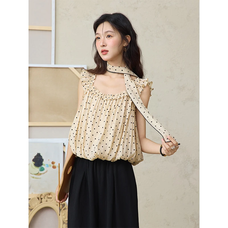 谜秀波点衬衫+西装阔腿裤两件套女2025夏韩系轻通勤套装碎花气质