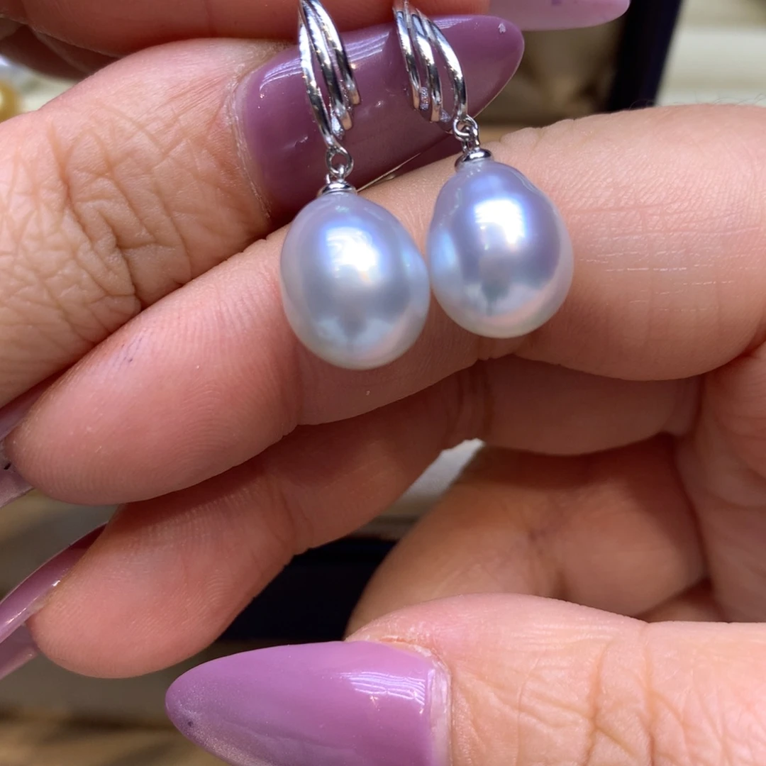 银S925镶嵌耳饰海水珍珠