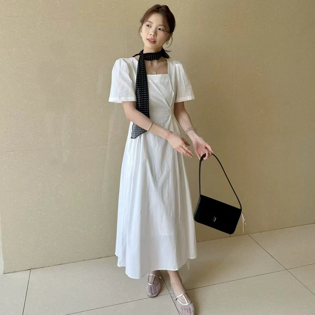 【李姑娘专属】38152法式气质方领收腰显瘦长裙