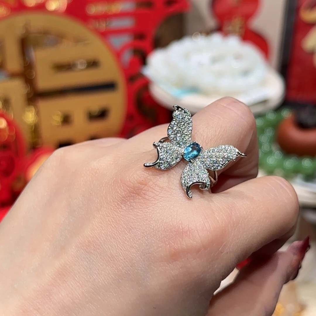 托帕石戒指银S925镶嵌戒指