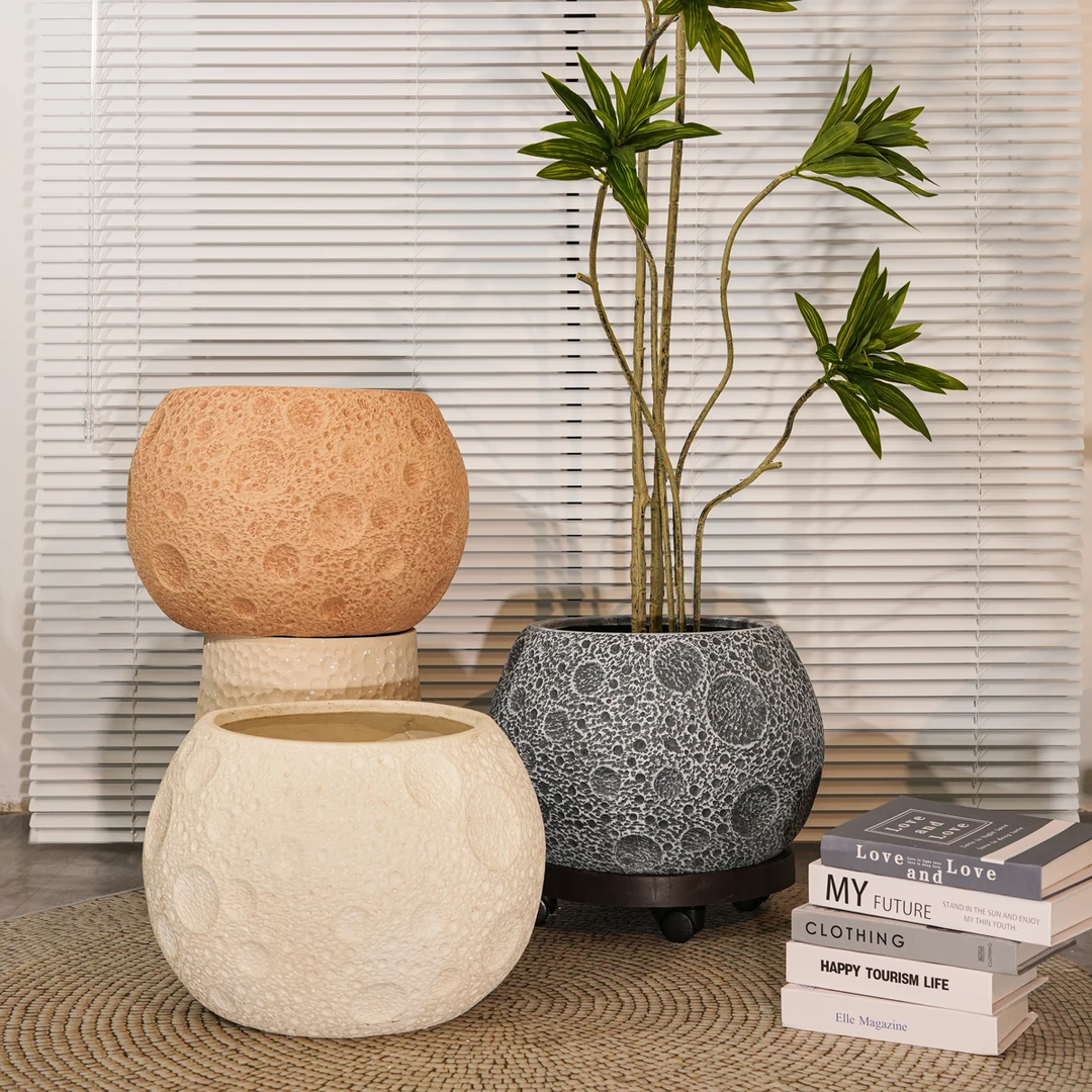 创意大口径镁泥花盆北欧ins风家用办公室花盆龟背竹百合竹千年木