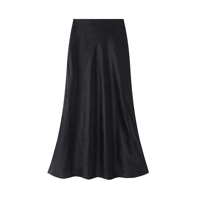 醋酸缎面鱼尾裙女薄款2025夏季新款高腰显瘦开叉中长款包臀半身裙