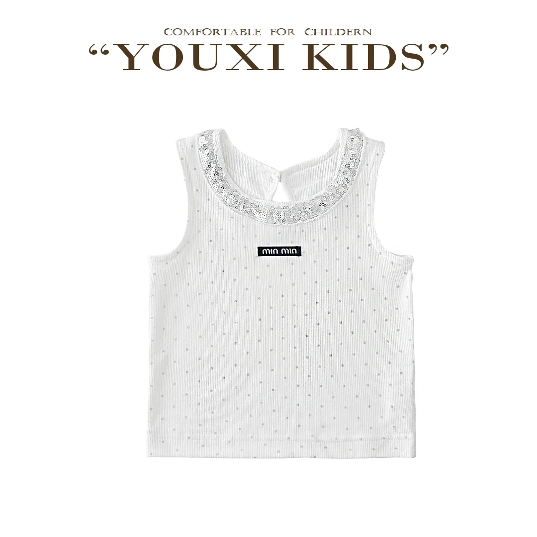 现飞飞家·银河晚风25新夏韩版亲子款亮片水滴开扣柔软背心FF2611