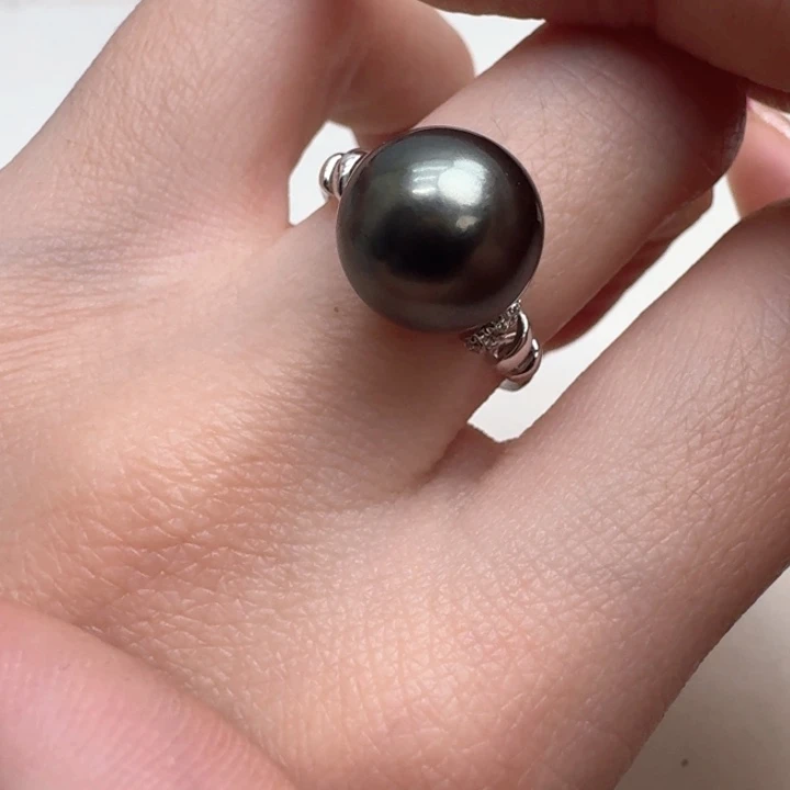 海水珍珠戒指18K金镶嵌