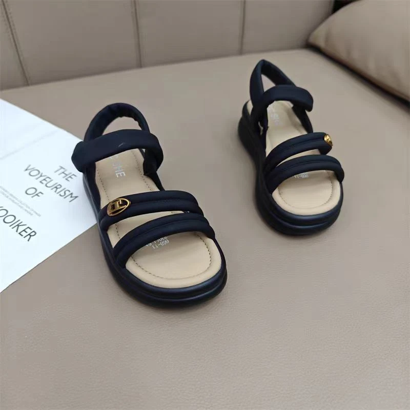 凉鞋女2025新款春秋风休闲女鞋系带百搭软底991凉鞋 XFL 检