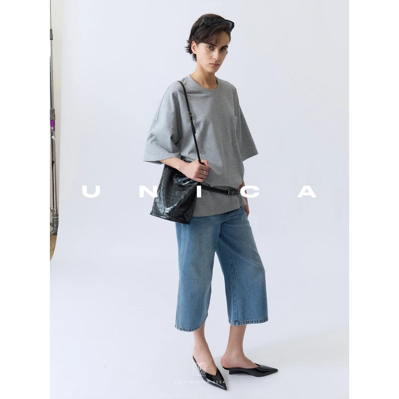 UNICA/简约实穿主义_精梳棉干爽弹力T恤中长裙弧形底摆显瘦时髦